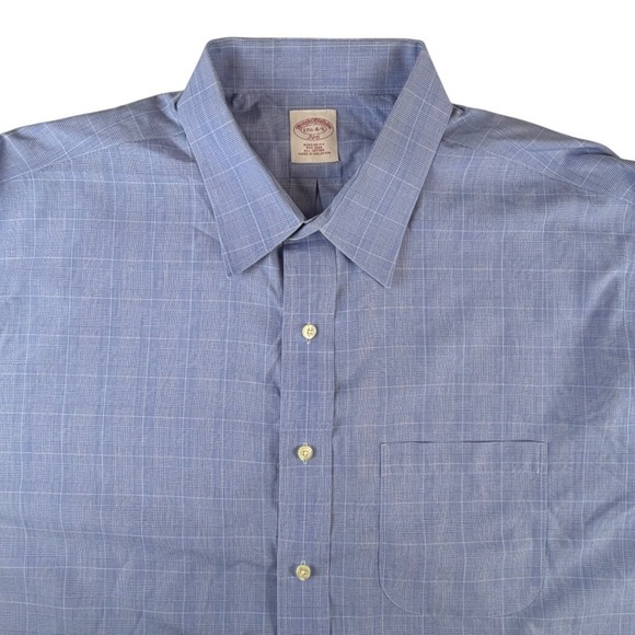 Brooks Brothers Other - Brooks Brothers 346 Mens 17.5 34/35 Blue Glen Plaid Non-Iron Dress Shirt Regular